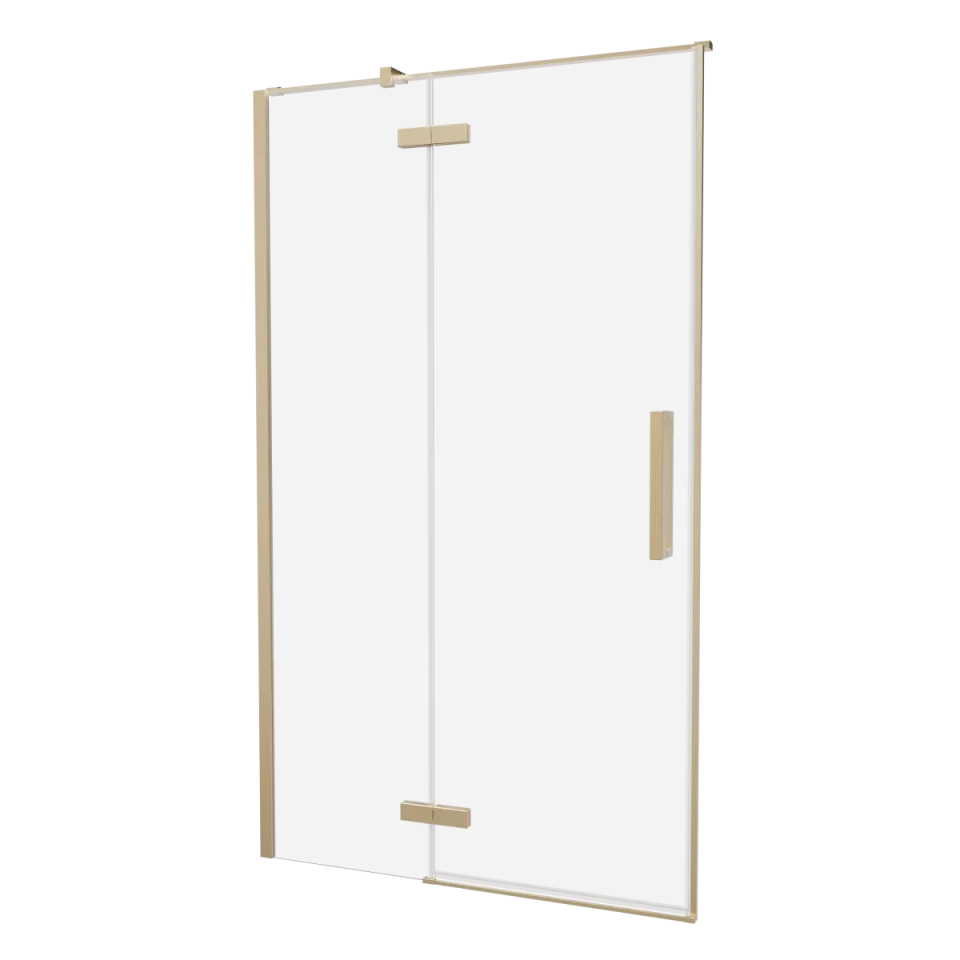 Crosswater Asura Hinged Door with Inline Fixed Panel 1400 Brushed Brass product image - Image 1