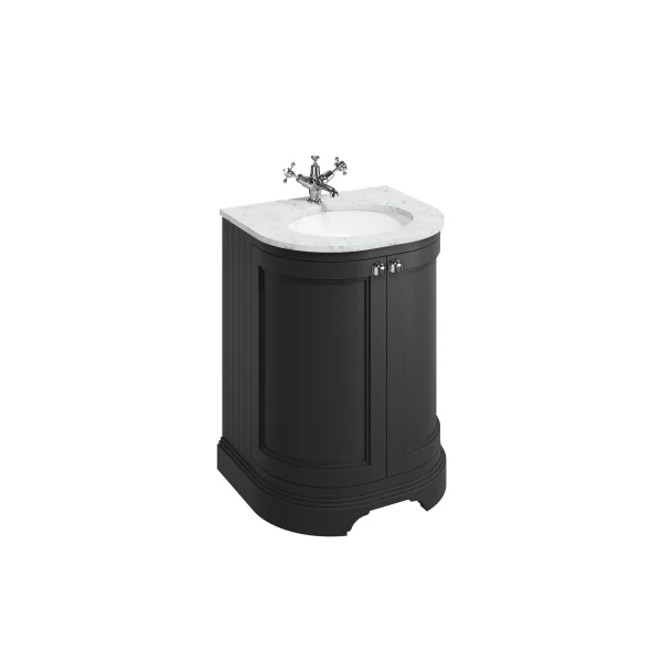 Burlington Freestanding Curved Basin Unit 650 With Doors Matt Black