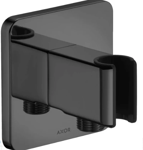 Axor Showersolutions Porter Unit And Wall Outlet Softsquare Brushed Black Chrome