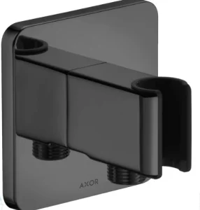 Axor Showersolutions Porter Unit And Wall Outlet Softsquare Brushed Black Chrome