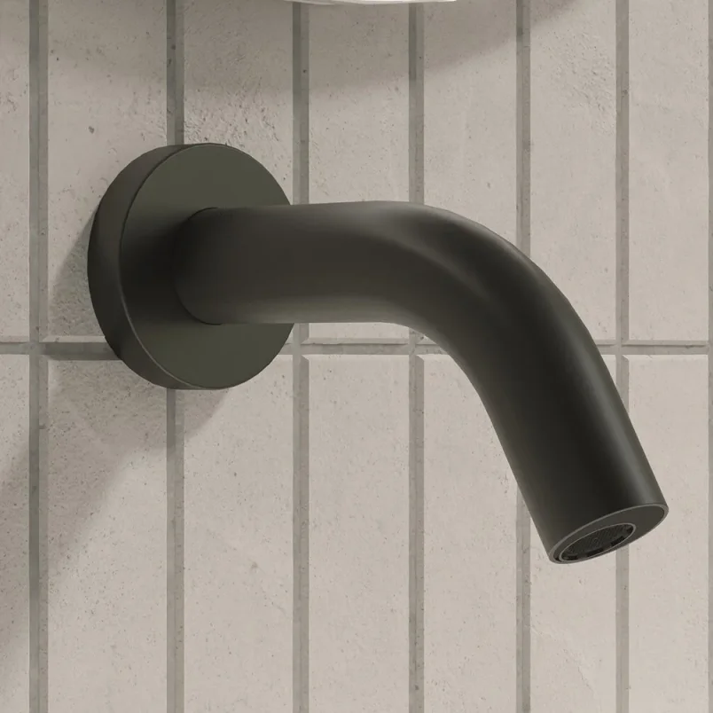 Crosswater Mpro Wall Mounted Basin Spout Sensor 140mm Matt Black detail view - Image 3