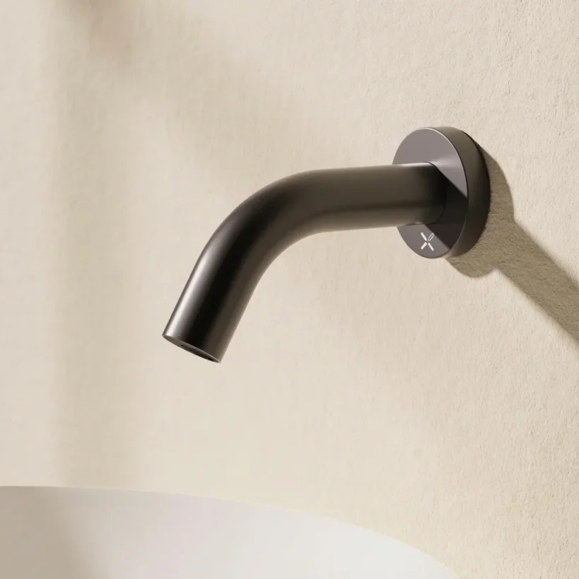 Crosswater Mpro Wall Mounted Basin Spout Sensor 140mm Matt Black detail view - Image 4