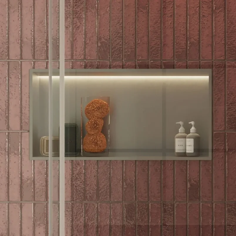 Crosswater Niches 610 X 305mm With Led Light Strip Brushed Stainless detail view - Image 3