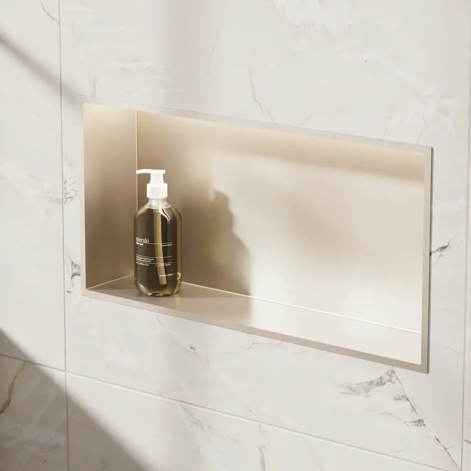 Crosswater Niches 610 X 305mm With Led Light Strip Brushed Stainless detail view - Image 4