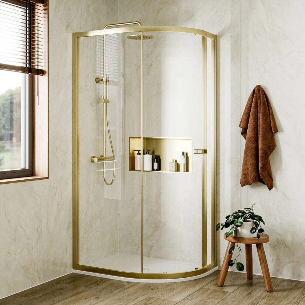 Crosswater 6mm Quadrant Single Door 1000 x 800 Brushed Brass