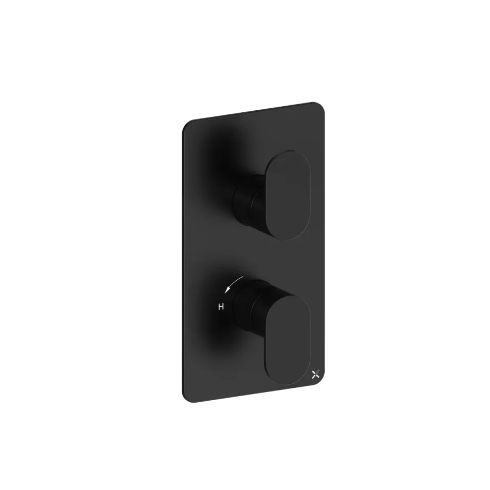 Crosswater Drift 2 Outlet 2 Handle Valve & Trimset Matt Black product image - Image 1