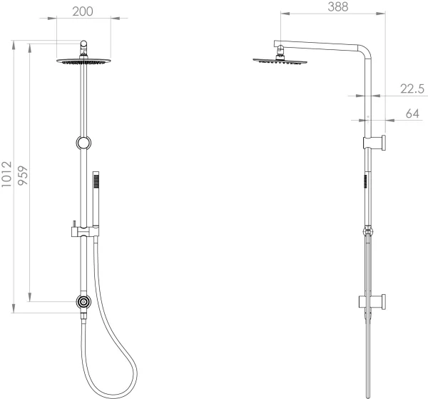 Saneux Cos Rigid Riser Kit With 2 Way Diverter Outlet - Brushed Nickel