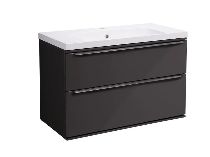 Roper Rhodes 600mm Scheme Wall Mounted Double Drawer Unit - Matt Carbon product image - Image 1