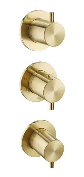 Just Taps Vos Modular 3 Handle 3 Outlet Thermostatic Shower Valve Brushed Brass