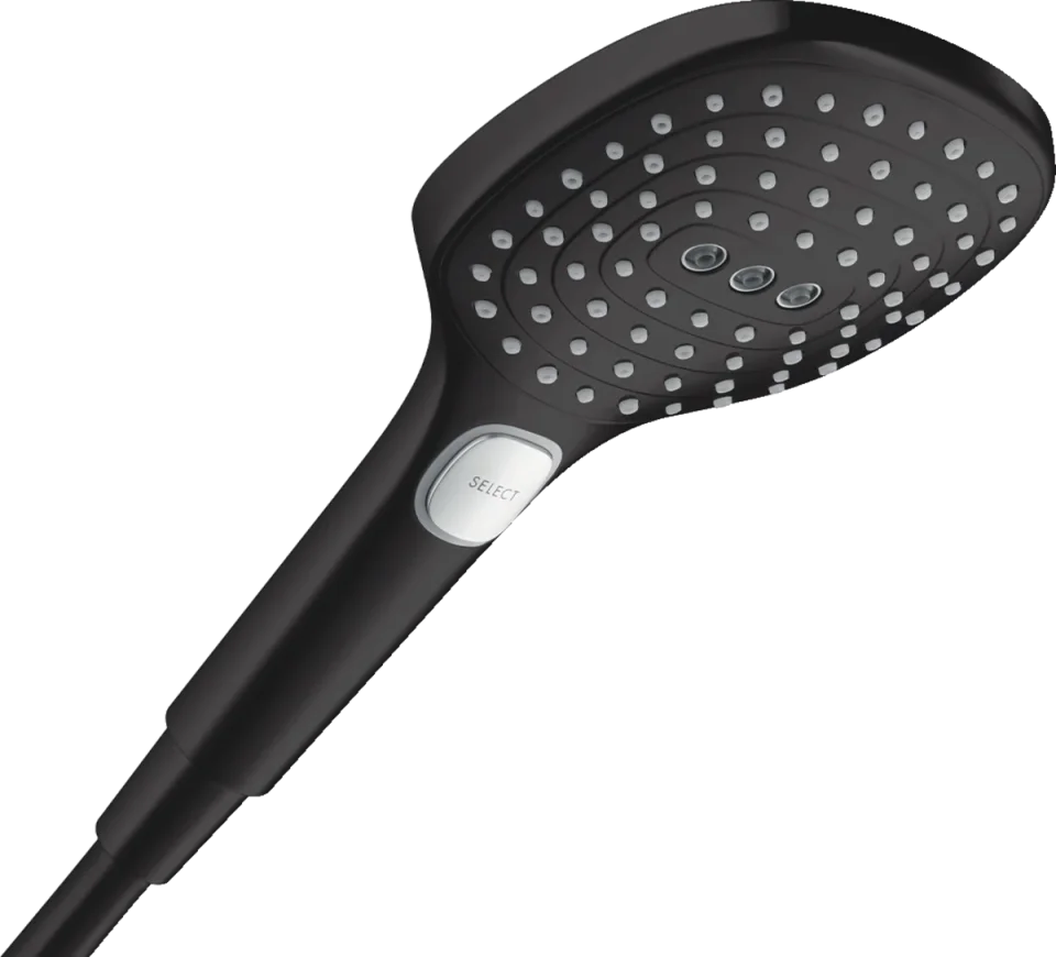 Hansgrohe Raindance Select E Hand Shower 120 3jet Matt Black detail view - Image 2
