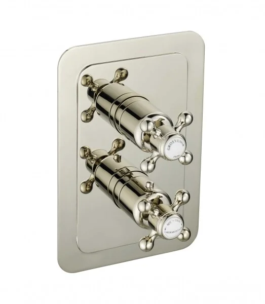 Just Taps Am Grosvenor Cross Thermo Concealed 1 Outlet Shower Valve Nickel