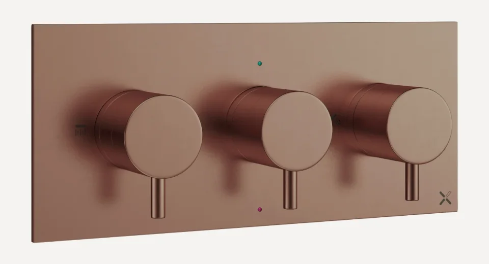 Crosswater Mpro 3 Handle Shower Handset Etched Trimset Landscape Brushed Bronze product image - Image 1