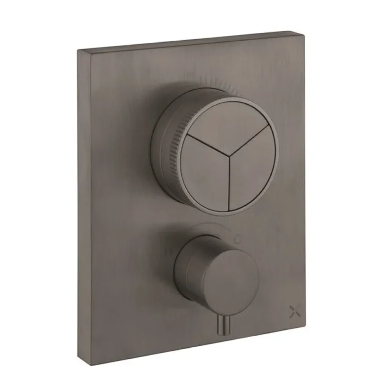 Crosswater Mpro Crossbox Push 3 Outlet Trim Slate detail view - Image 2