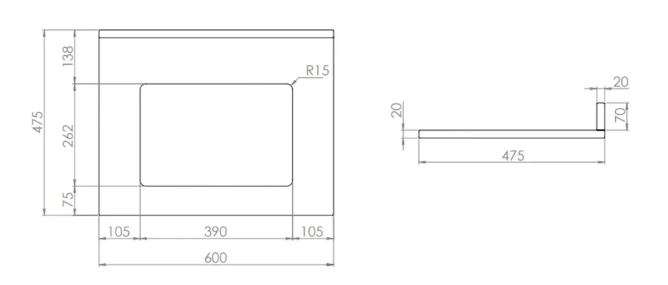 Roper Rhodes 600mm Hampton Undermount Worktop Inc Upstand - Carrara detail view - Image 2