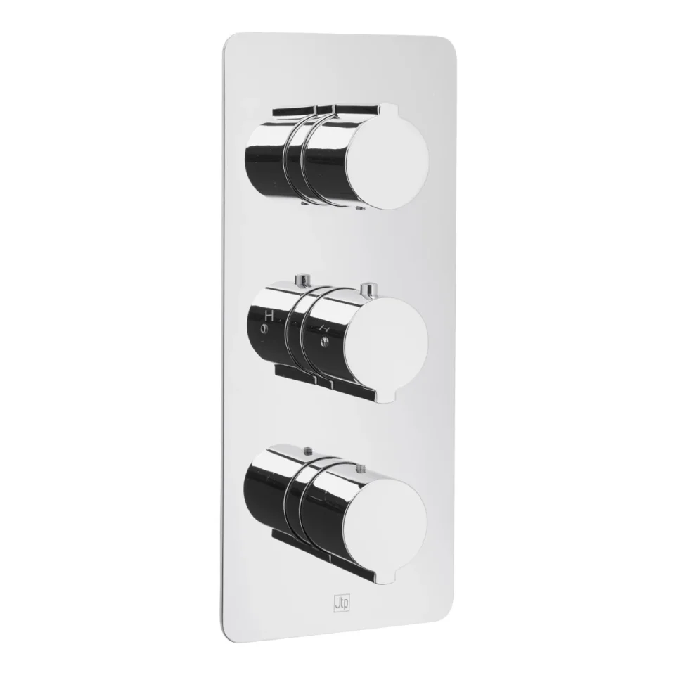 Just Taps Curve Thermostatic Shower Valve 3 Options 3 Handles Horizont Chrome product image - Image 1
