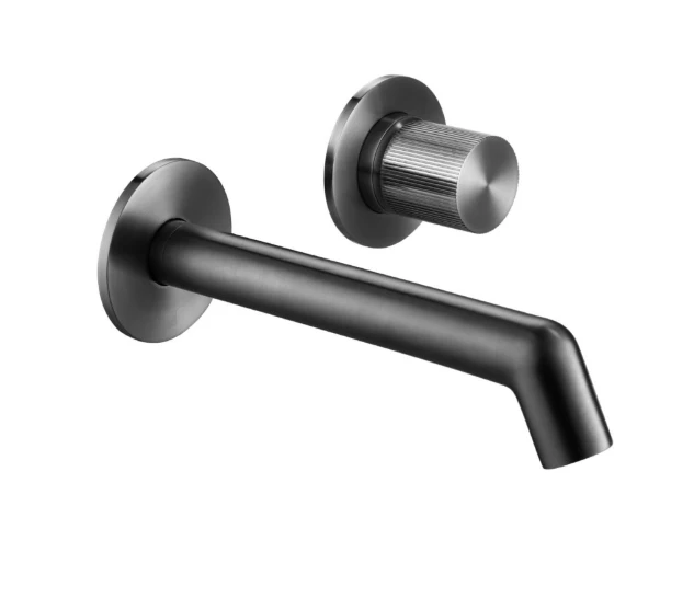 Just Taps Evo Wall Mounted Basin Mixer Tap without Lever Brushed Black