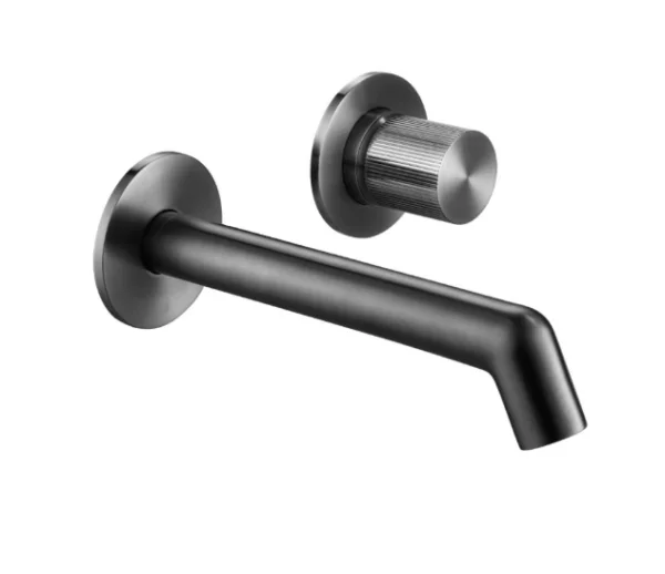 Just Taps Evo Wall Mounted Basin Mixer Tap without Lever Brushed Black