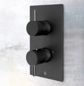 Just Taps Vos 1 Outlet Thermo Conc Valve Matt Black Designer Handle