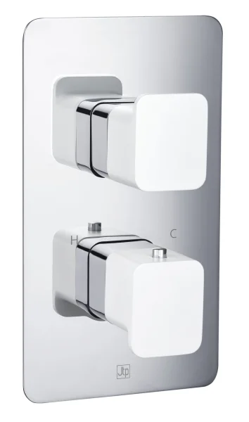 Just Taps Axel Thermo Concealed 1 Outlet Shower Valve Matt White Handle Chrome