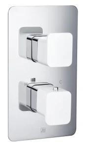 Just Taps Axel Thermo Concealed 2 Outlet Shower Valve Matt White Handle Chrome