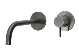 Just Taps Vos Single Lever W/m Basin Mixer Brushed Black 150mm Slim Spout