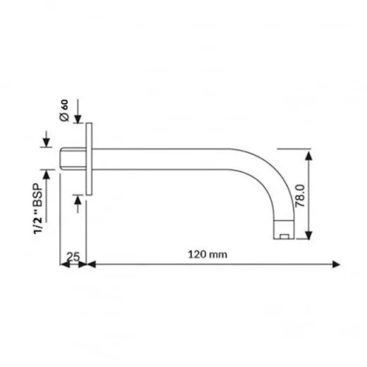 Just Taps Florence Basin Spout With Wall Flange 120mm Chrome detail view - Image 2