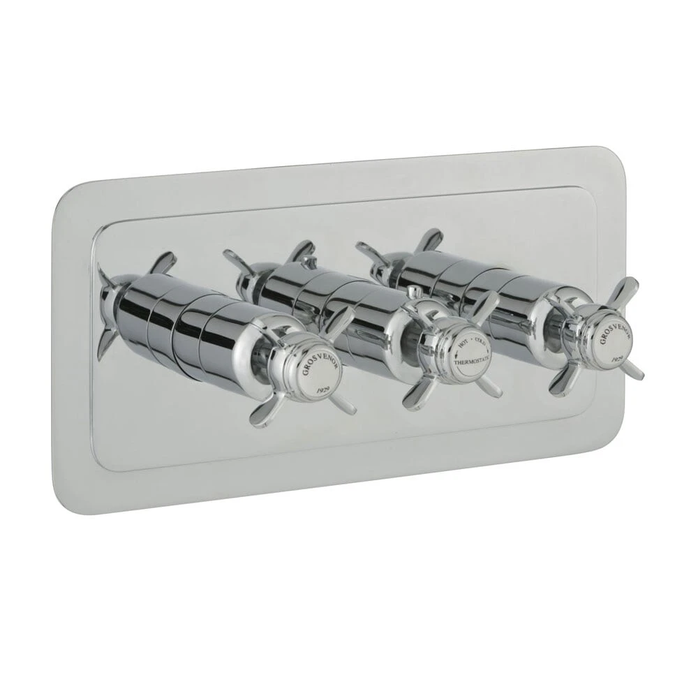 Just Taps Grosvenor Pinch Thermostatic 2 Outlet Valve Horizontal Chrome