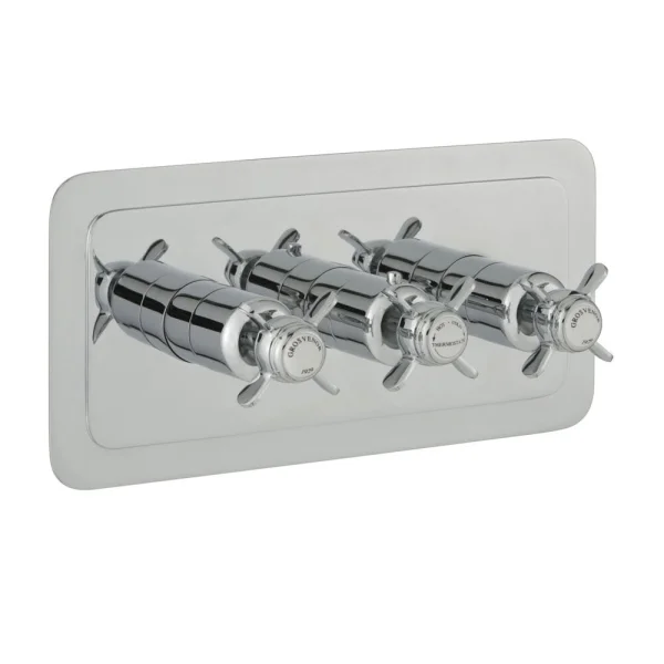 Just Taps Grosvenor Pinch Thermostatic 2 Outlet Valve Horizontal Chrome