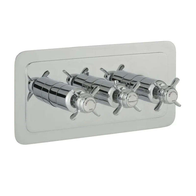 Just Taps Grosvenor Pinch Thermostatic 2 Outlet Valve Horizontal Chrome product image - Image 1