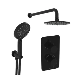 Saneux Cos 2 Way Shower Kit - W/ 3 Function Handset & Shower Head - Satin Black
