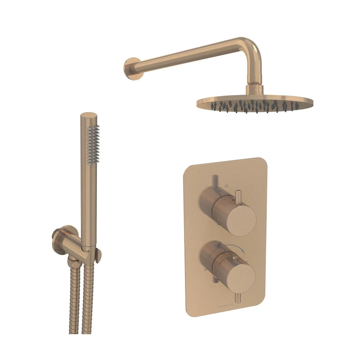 Saneux Cos 2 Way Shower Kit - W/ Slim Handset - Brushed Bronze