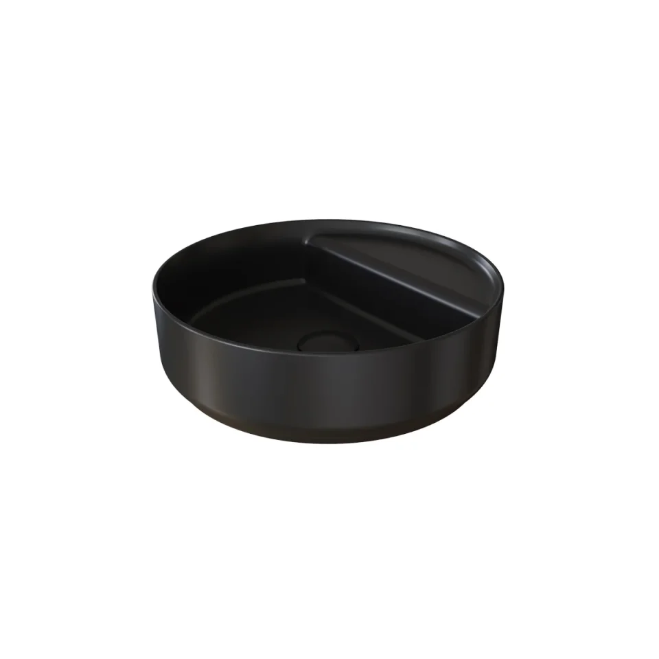 Saneux Oxford 42cm Countertop Basin 0 Tap Hole - Matte Black detail view - Image 2