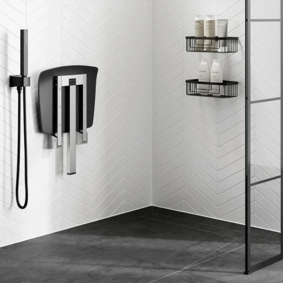 Hib Shower Seat With Support Leg (dark Grey) detail view - Image 2