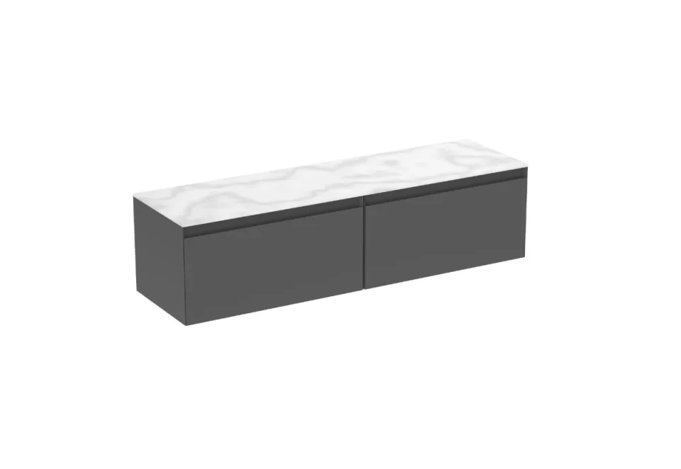 Saneux Uni 160cm Kit - 2 X 80cm 1 Drawer Wall Mounted Unit & 160cm Countertop - Matte Anthracite product image - Image 1