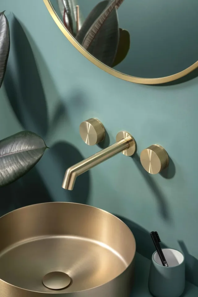 Just Taps Evo Wall Valves Brushed Brass product image - Image 1