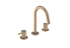 Saneux Cos 3 Tap Hole Deck Mounted Basin Mixer Kit - W/ Classic Handle - Brushed Bronze (pvd)