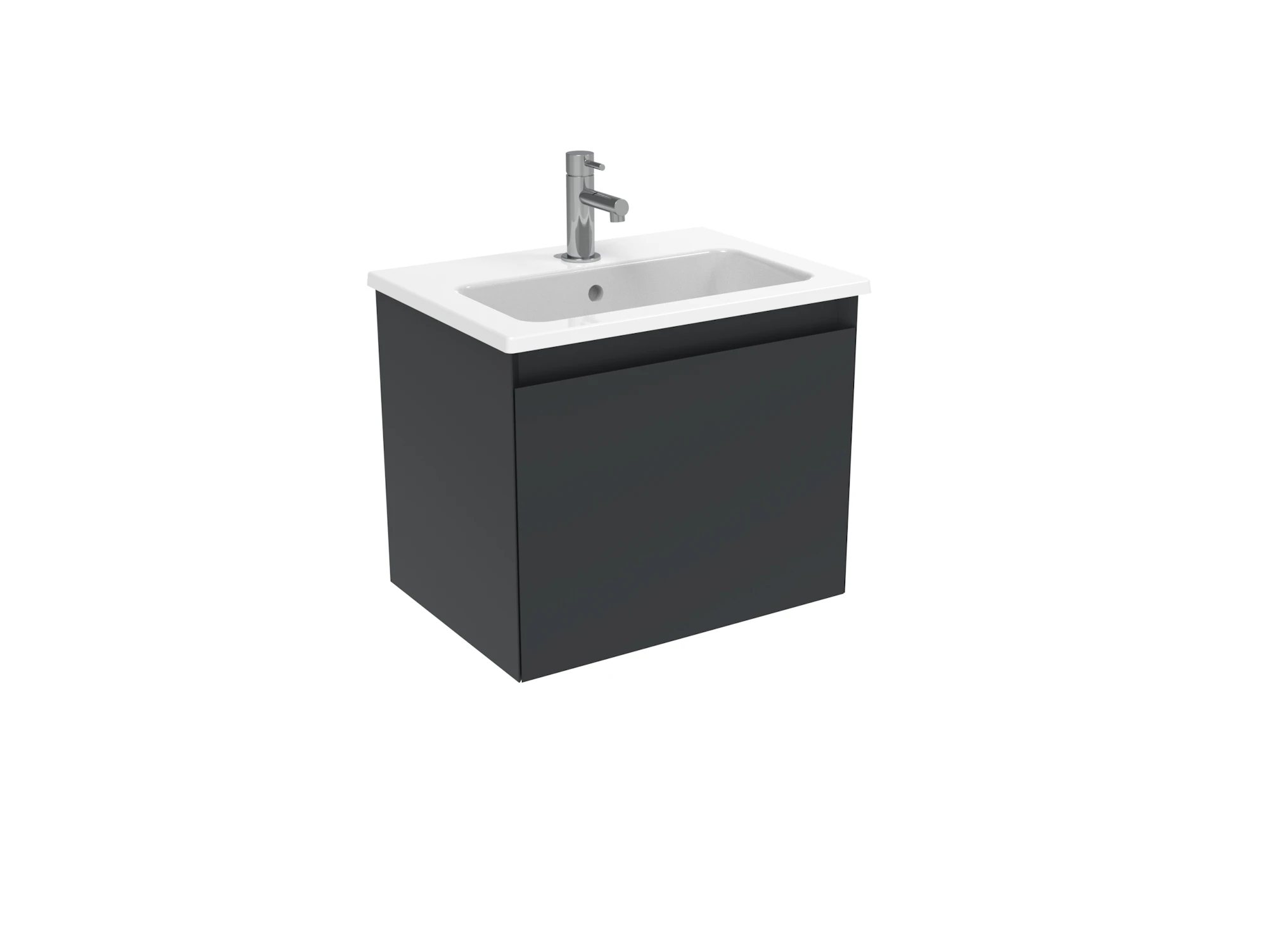 Saneux Uni 50cm 1 Drawer Wall Mounted Unit - Matte Anthracite