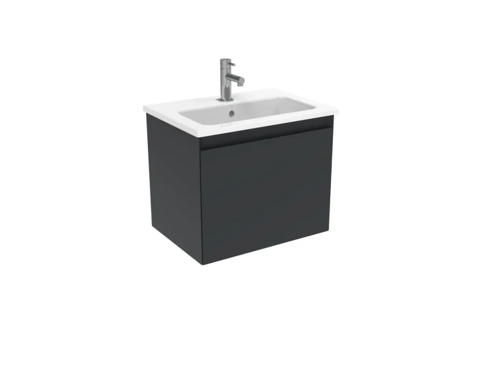 Saneux Uni 50cm 1 Drawer Wall Mounted Unit - Matte Anthracite product image - Image 1