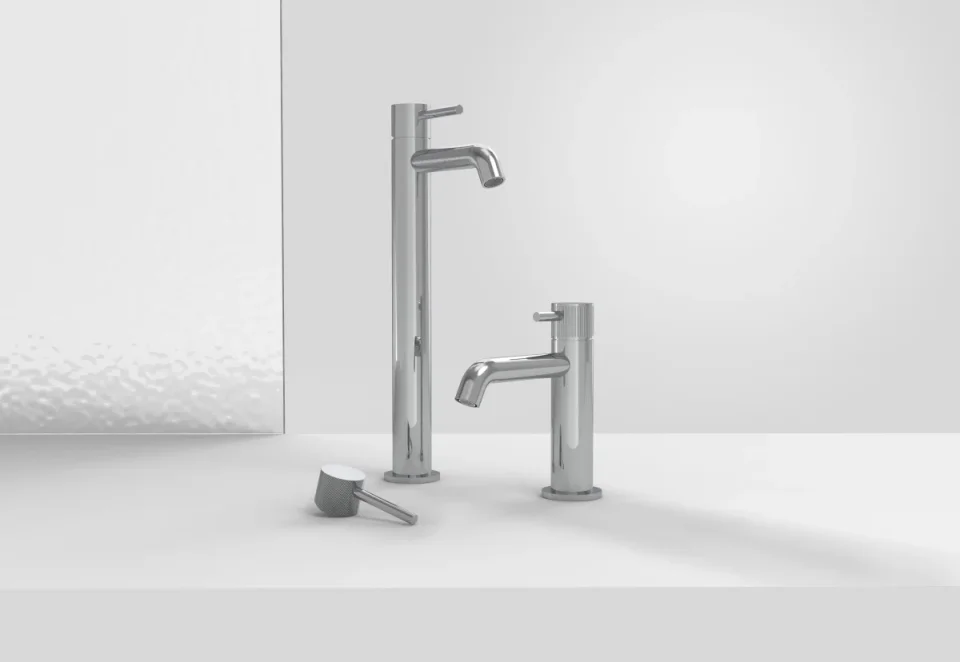 Saneux Cos Tall Basin Mixer Kit - W/ Knurled Handle - Chrome detail view - Image 2