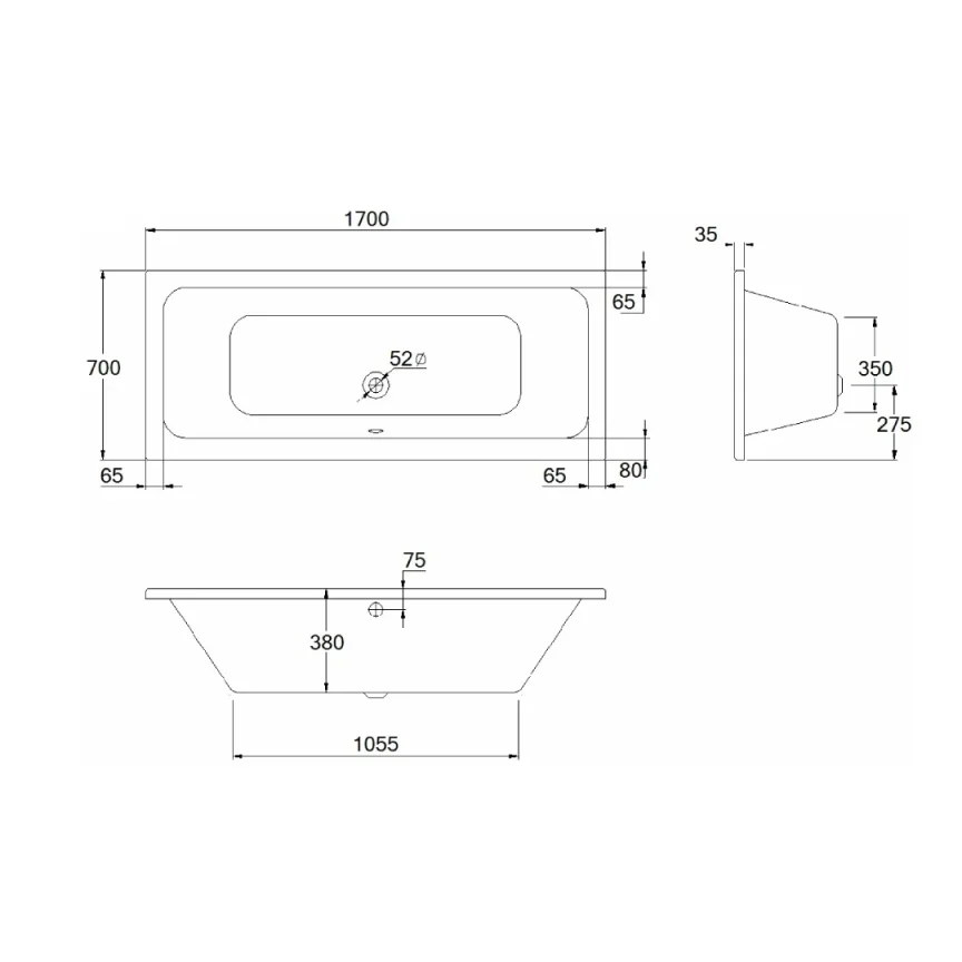 Saneux Stetson 1700x700mm Bath Double Ended & Bath Legs detail view - Image 5
