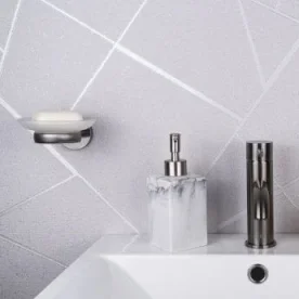 Just Taps Vos Soap Dish Brushed Black detail view - Image 2