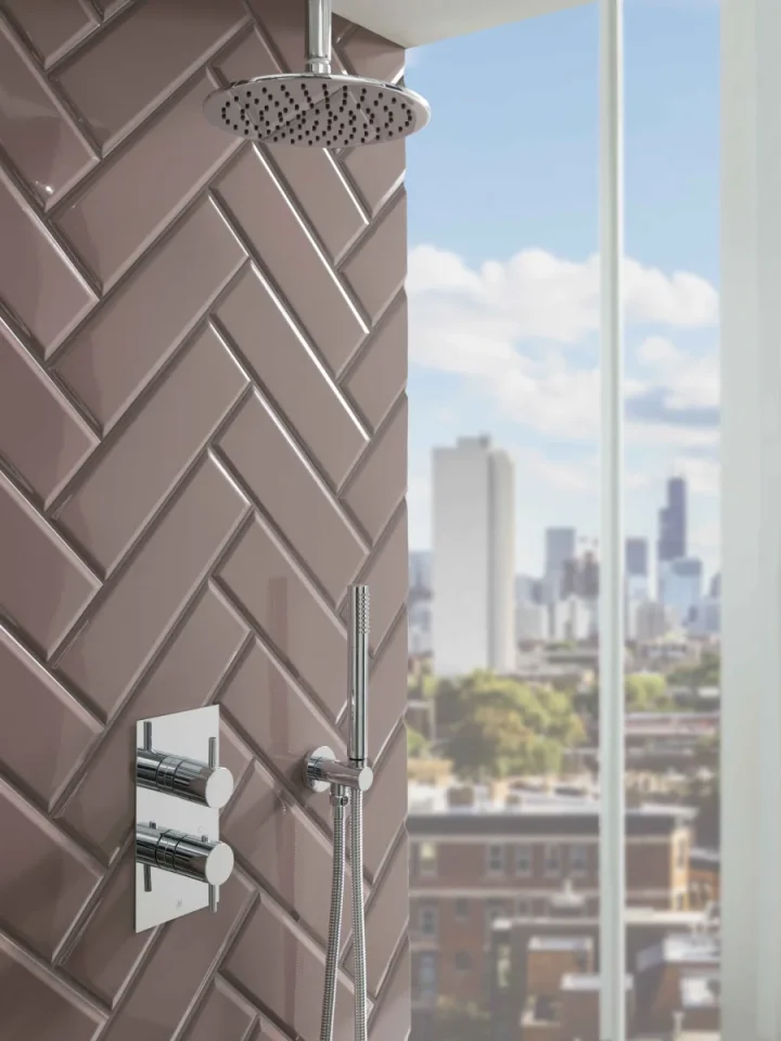 Just Taps Florence Thermostatic Concealed 3 Outlet  Designer Handle Chrome detail view - Image 2