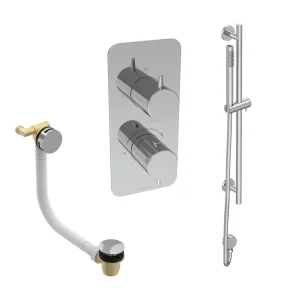 Saneux Eden 2 Way Shower Kit - W/ Slim Handset & Slider Rail & Bath Filler - Brushed Nickel