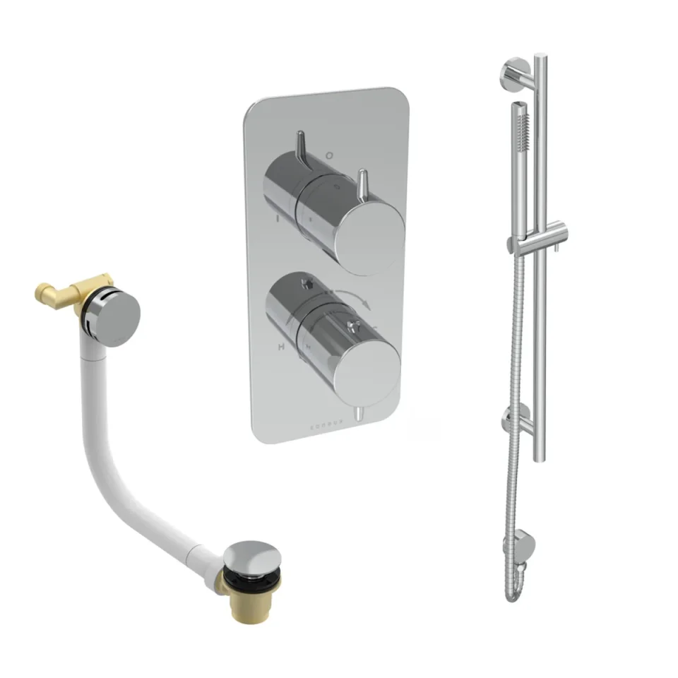 Saneux Eden 2 Way Shower Kit - W/ Slim Handset & Slider Rail & Bath Filler - Brushed Nickel product image - Image 1
