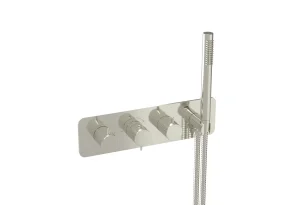 Saneux Eden 3 Way Handles & Plate Finish Kit In Landscape With Outlet Elbow (for Ed021l.h.bn) - Brushed Nickel (pvd)