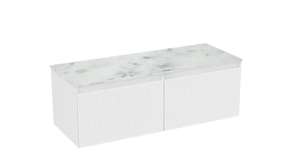 Saneux Monument 120cm Kit - 2 X 60cm 1 Drawer Wall Mounted Unit & 120cm Countertop - Matte White