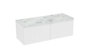 Saneux Monument 120cm Kit - 2 X 60cm 1 Drawer Wall Mounted Unit & 120cm Countertop - Matte White