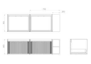 Saneux Monument 140cm Kit - 2 X 60cm 1 Drawer Wall Mounted Unit, 20cm Spacer & 140cm Countertop - Matte Black
