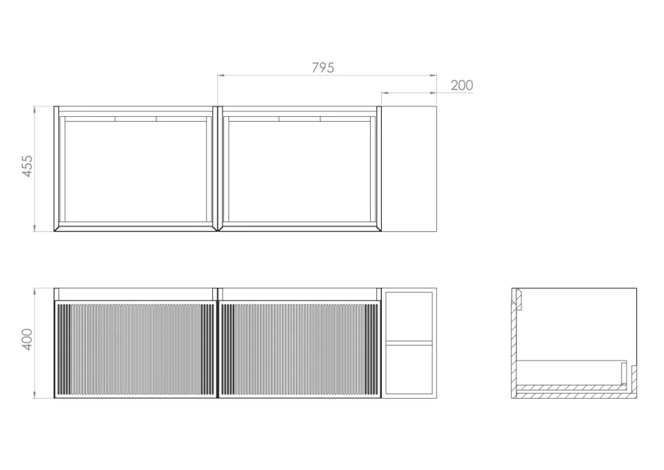 Saneux Monument 140cm Kit - 2 X 60cm 1 Drawer Wall Mounted Unit, 20cm Spacer & 140cm Countertop - Matte Black product image - Image 1