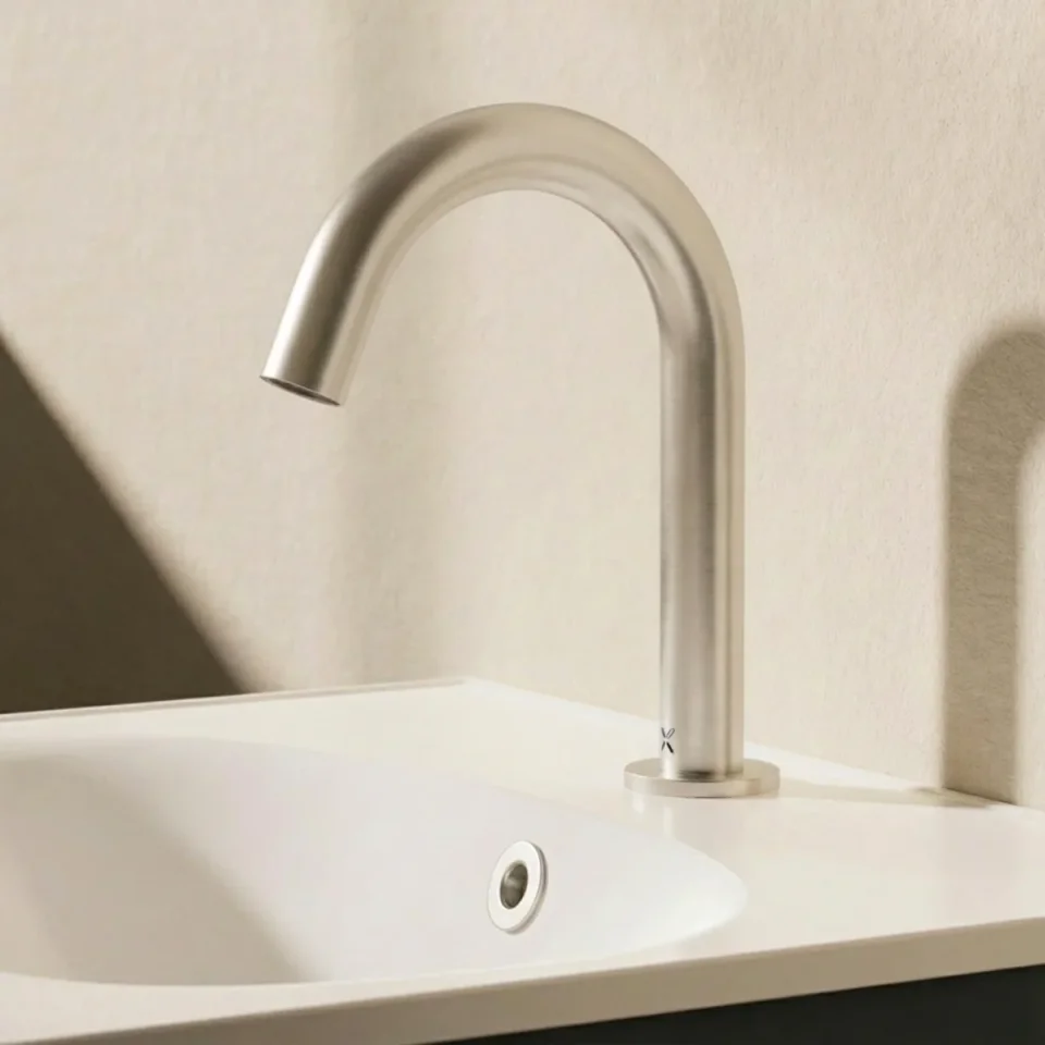Crosswater Mpro Basin Spout Deck Mounted Sensor Stainless Steel Effect detail view - Image 4